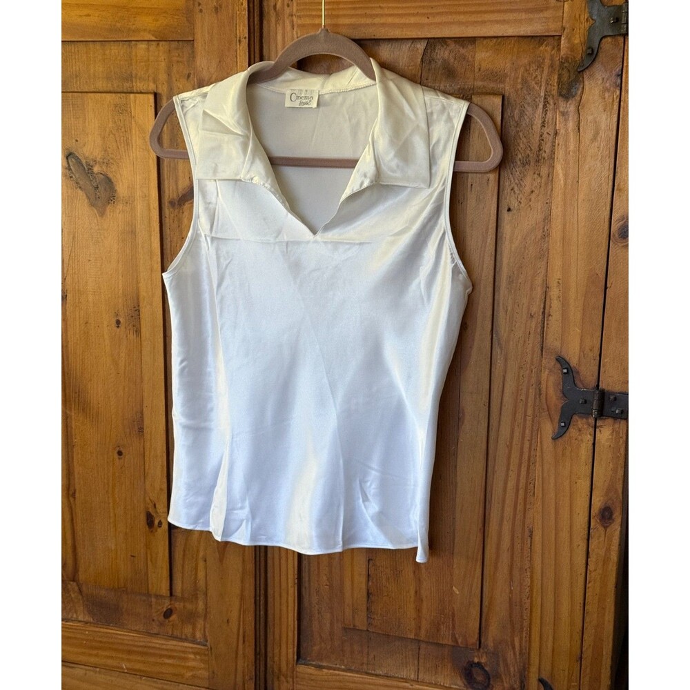 CINEMA ETOILE White Polyester Sleeveless Open Collar Camisole Top Sz M